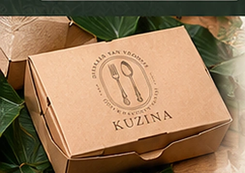 Sfeervolle Kuzina verpakkingspresentatie uit de mockup